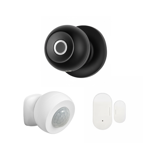 Black and white security camera system on a white background
